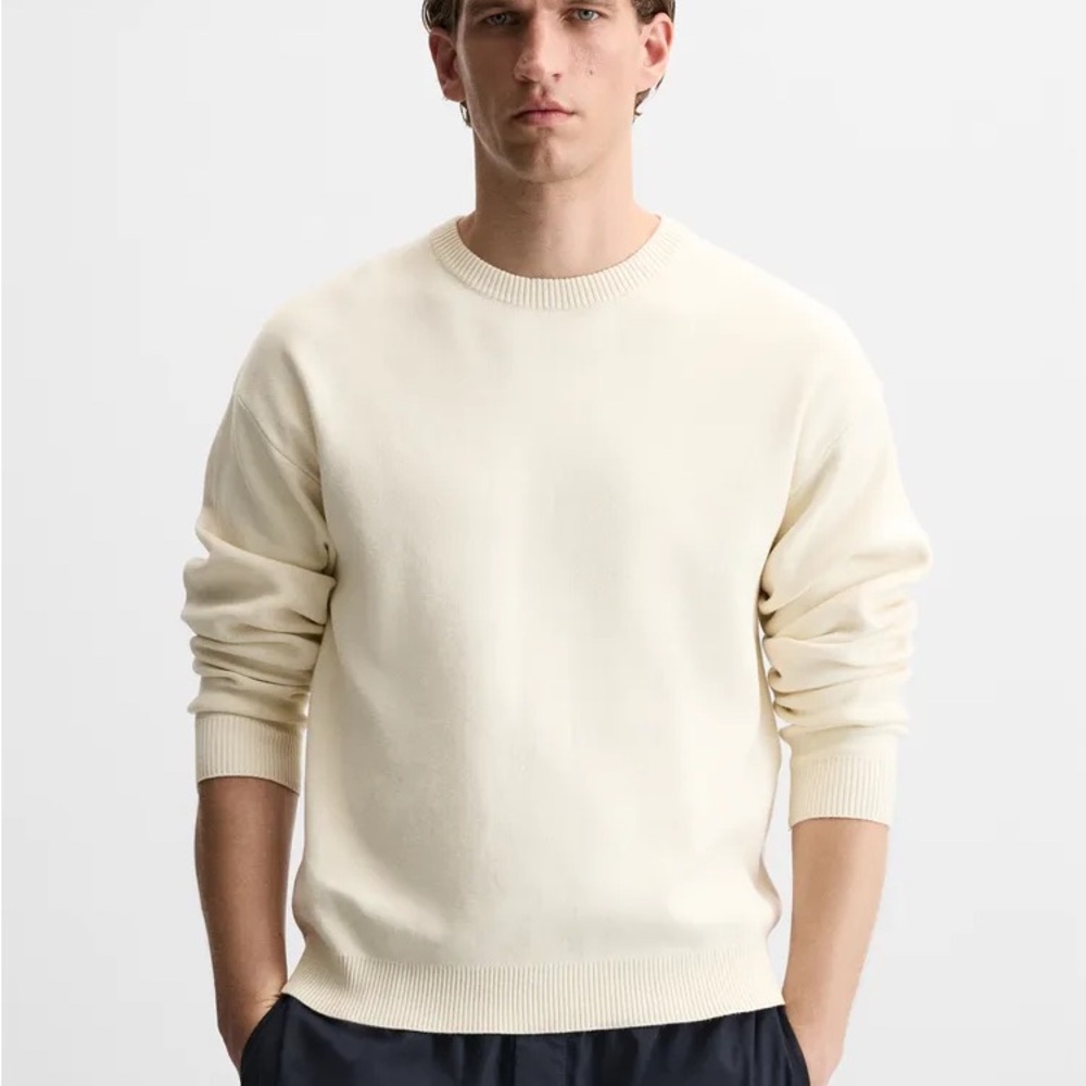 Zara Men's Soft Sweater Color⁩: Oyster-White; Size: XL